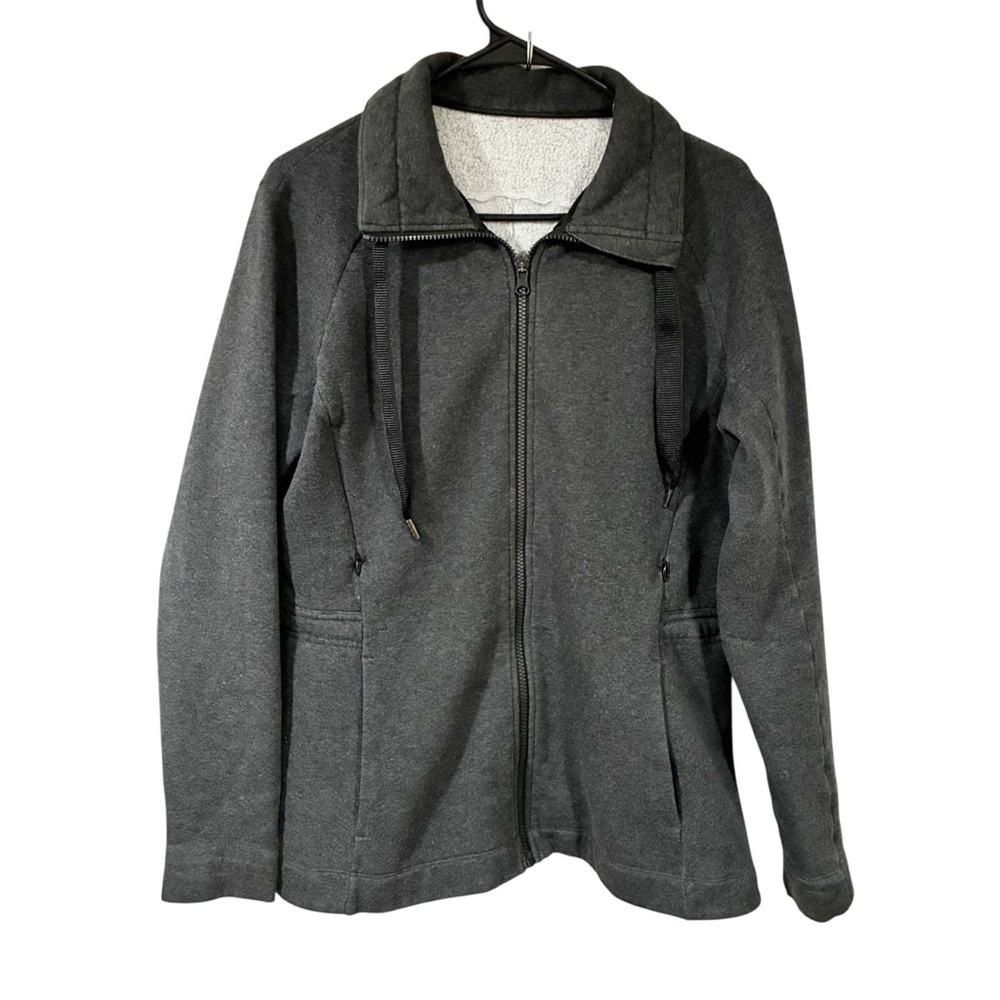 Lululemon & go Take-Off Fleece Size 10 Hooded Full Zip‎ Jacket Dark Grey